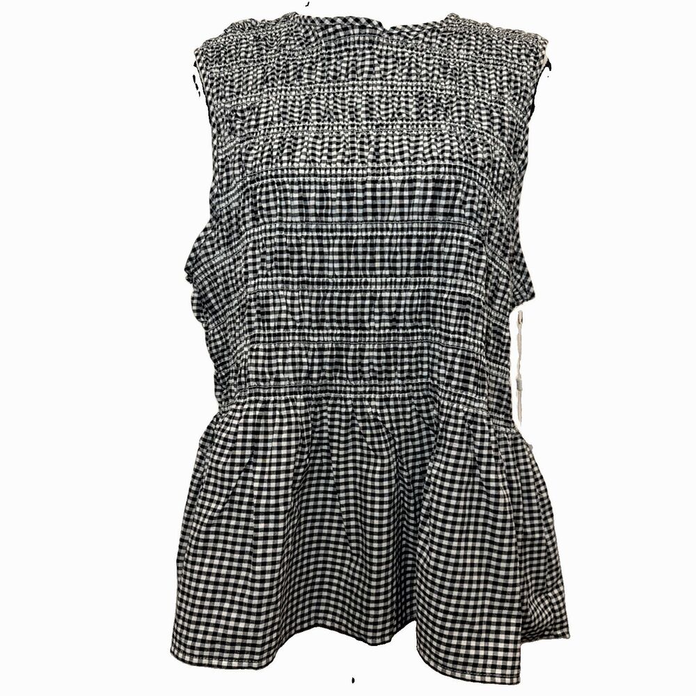 Black And White Gingham Smocked Tank Sleeveless NWT 2X